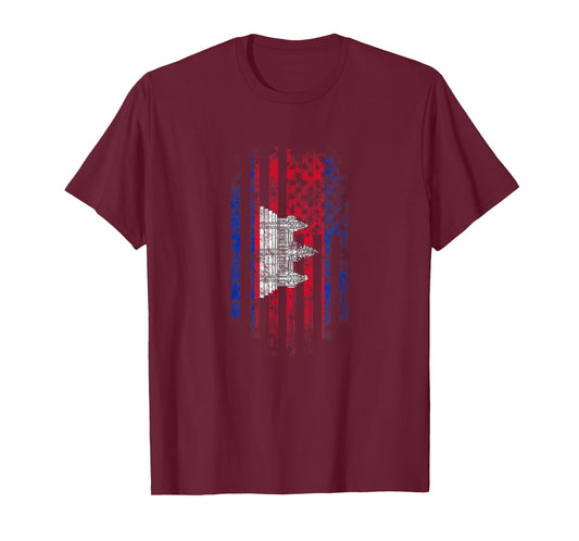 Cambodian American Flag - Cambodia and USA Pride T-Shirt