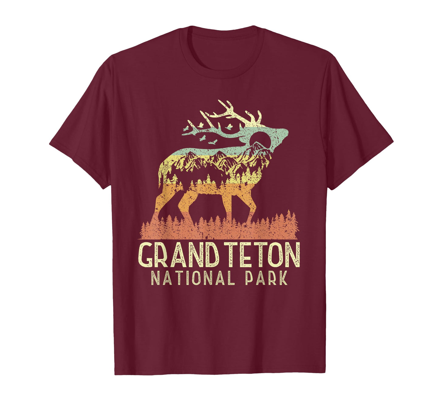 Grand Teton National Park Retro Mountain Vintage Elk Gift T-Shirt