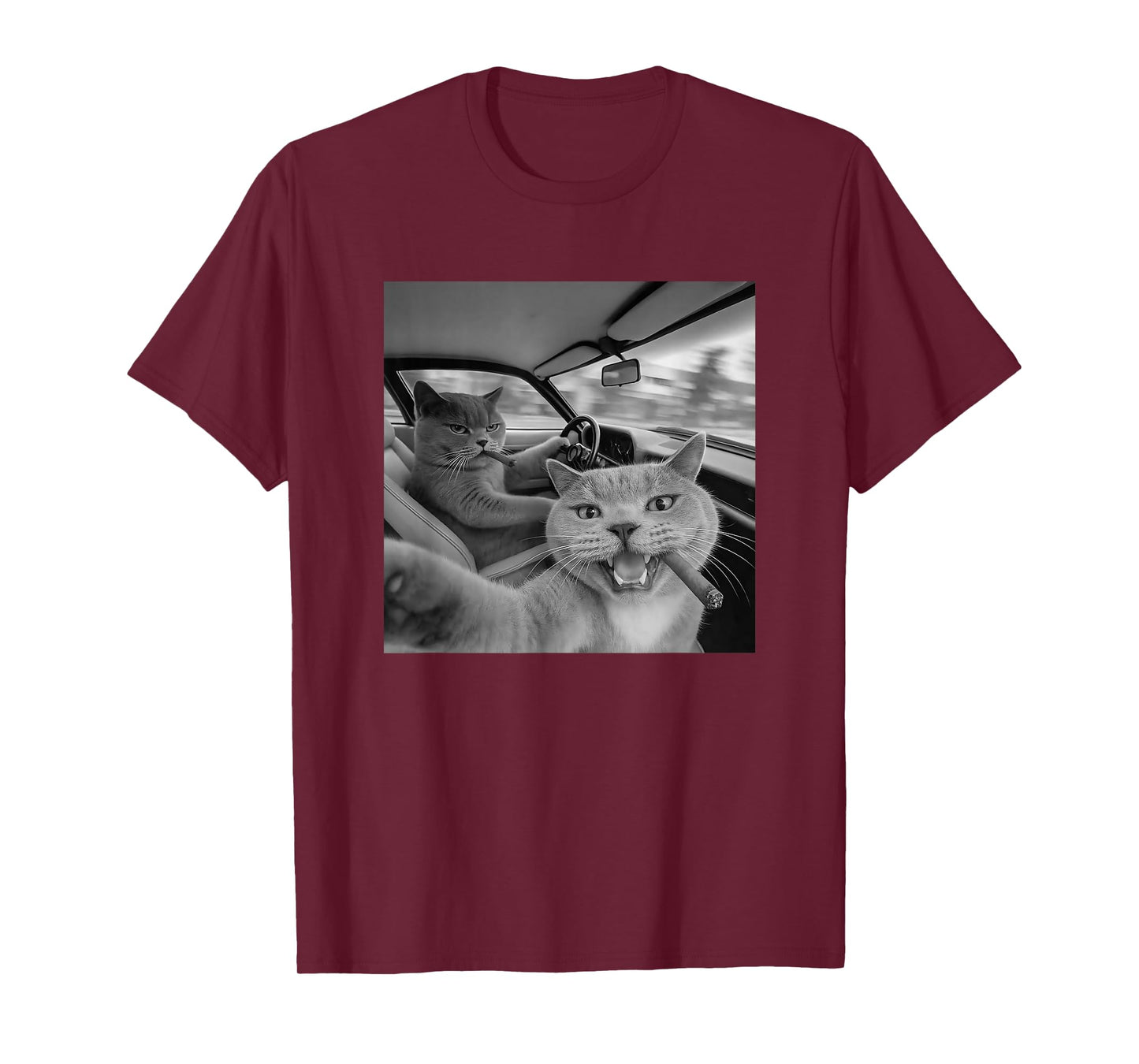 Funny Cat Selfie Smoking in Car T-Shirt
