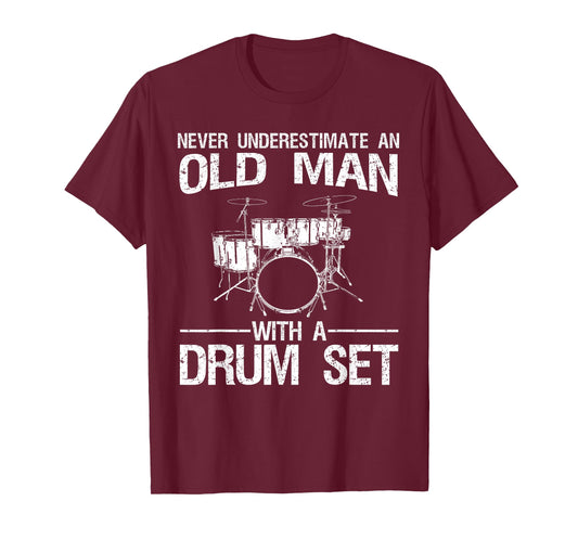 Cool Drummer Art Men Dad Drum Set Player Drum Kit Musician T-Shirt