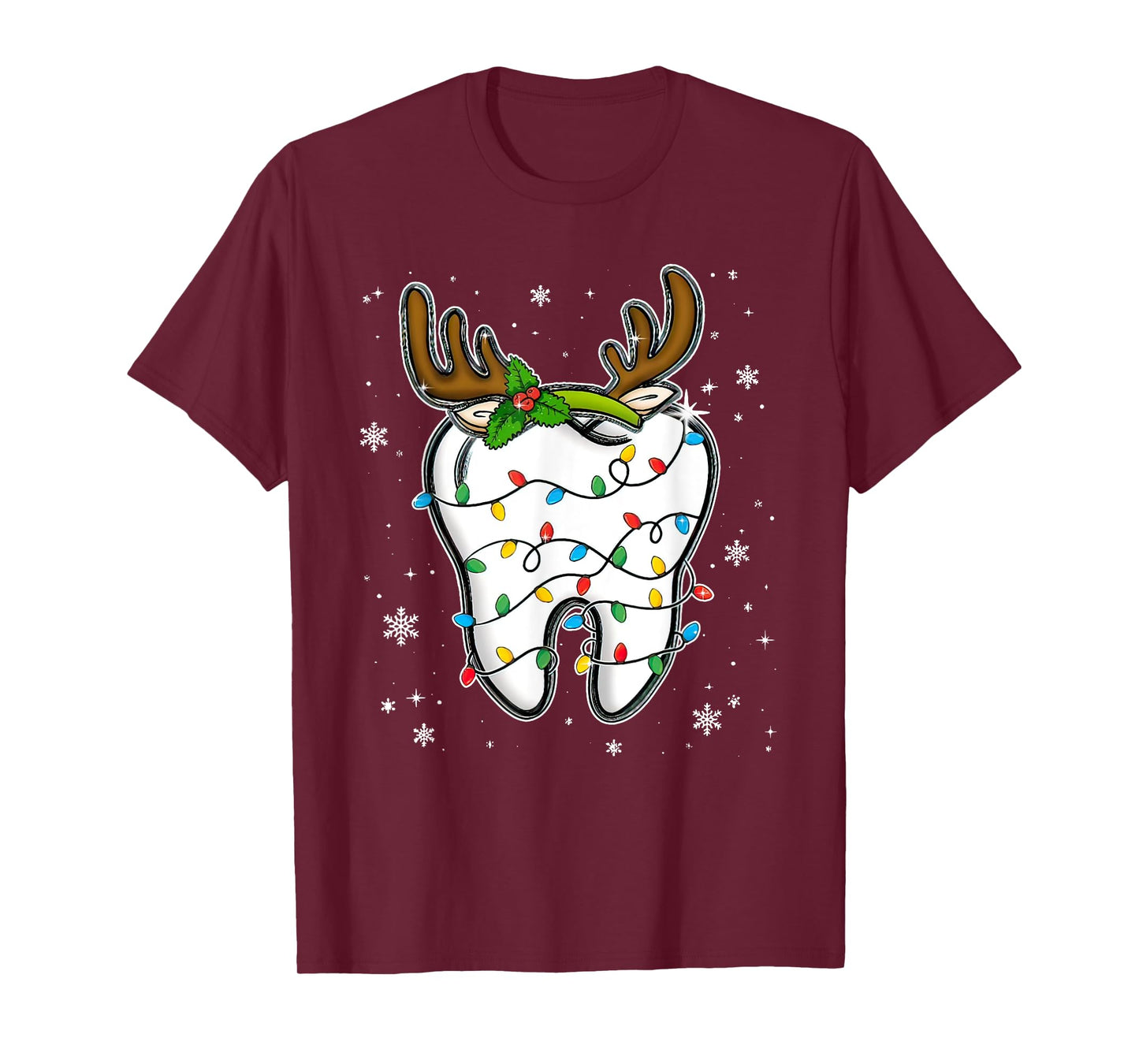 Christmas Dentist Dental Tooth Light Xmas T-Shirt