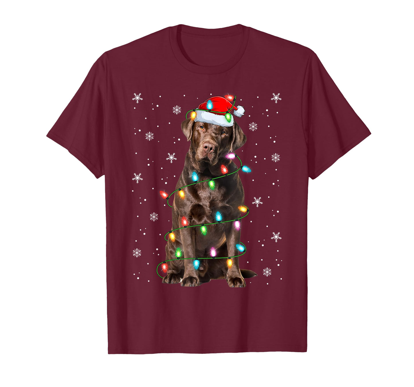 Chocolate Lab Labrador Retriever Dog Christmas Lights Xmas T-Shirt