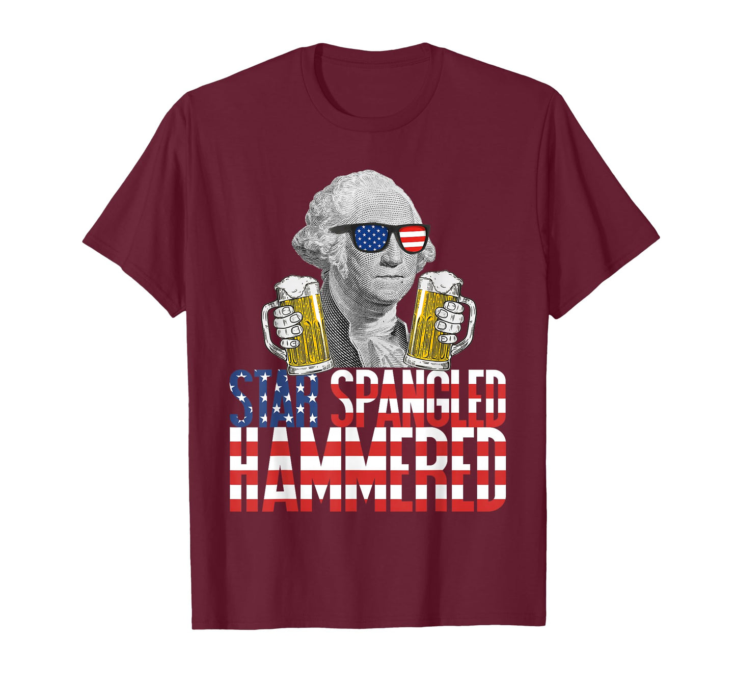 Star Spangled Hammered George Washington Beer Lover T-Shirt