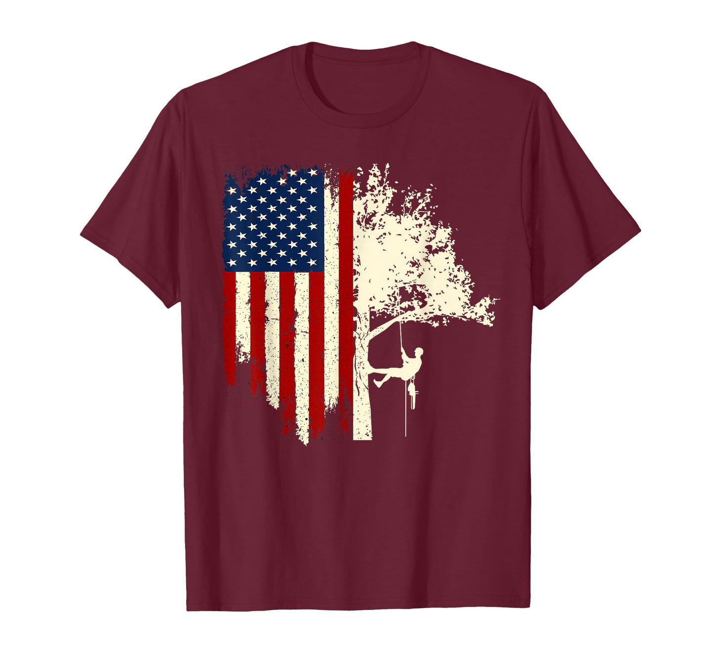 Arborist Tree Surgeon Patriotic Distressed USA Flag T-Shirt
