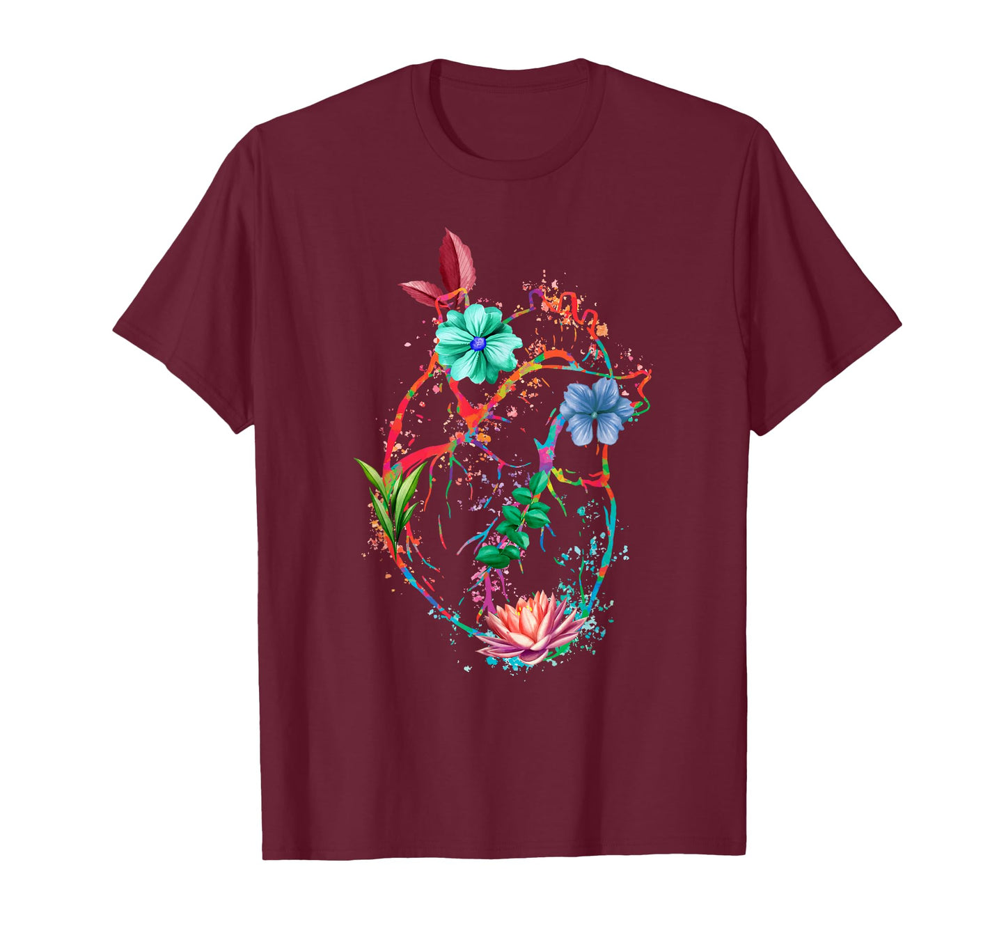 Anatomical Heart And Flowers Funny Men Women Cardiologist T-Shirt