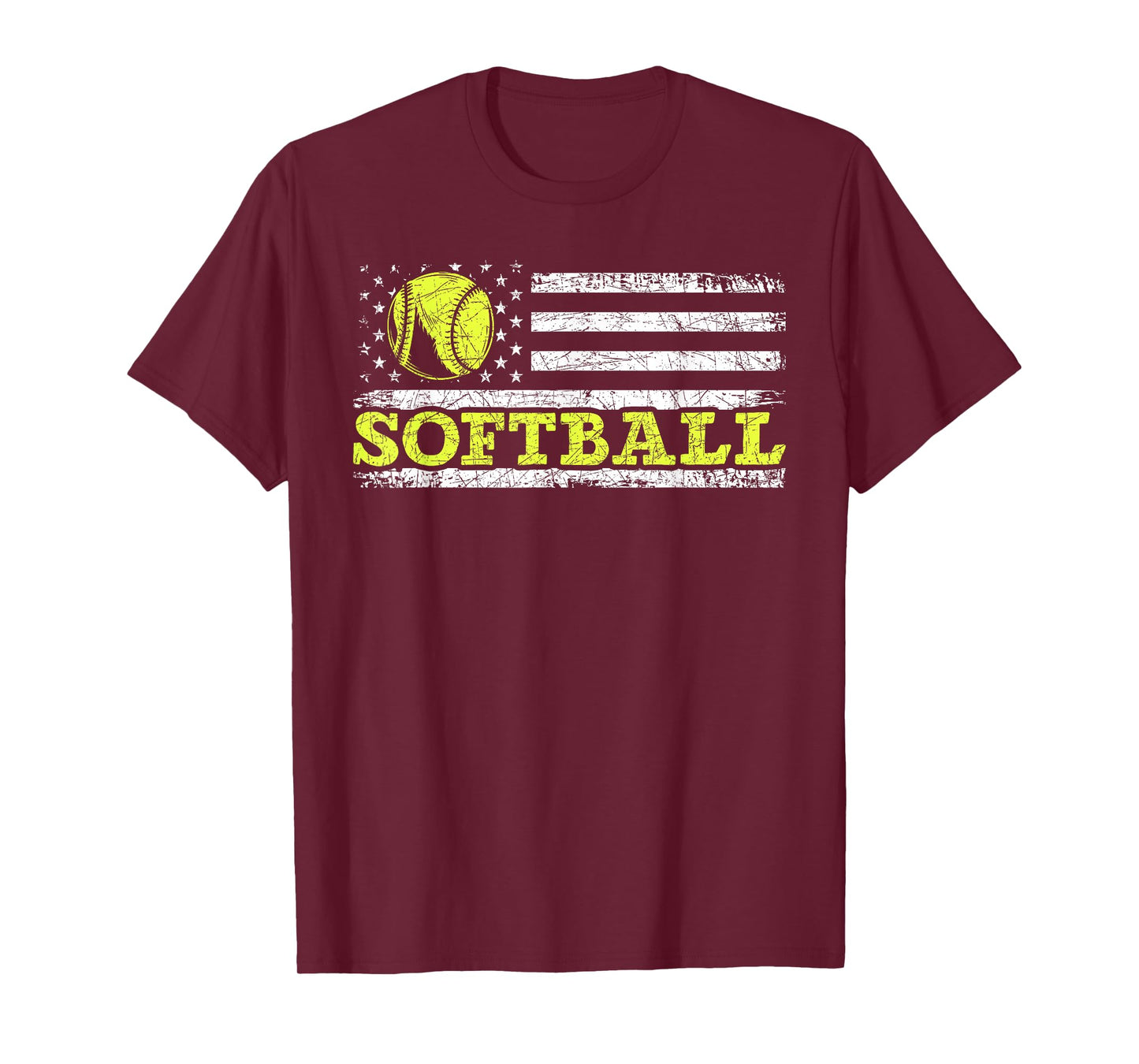 USA Flag Patriotic Softball Player American Sport Softball T-Shirt