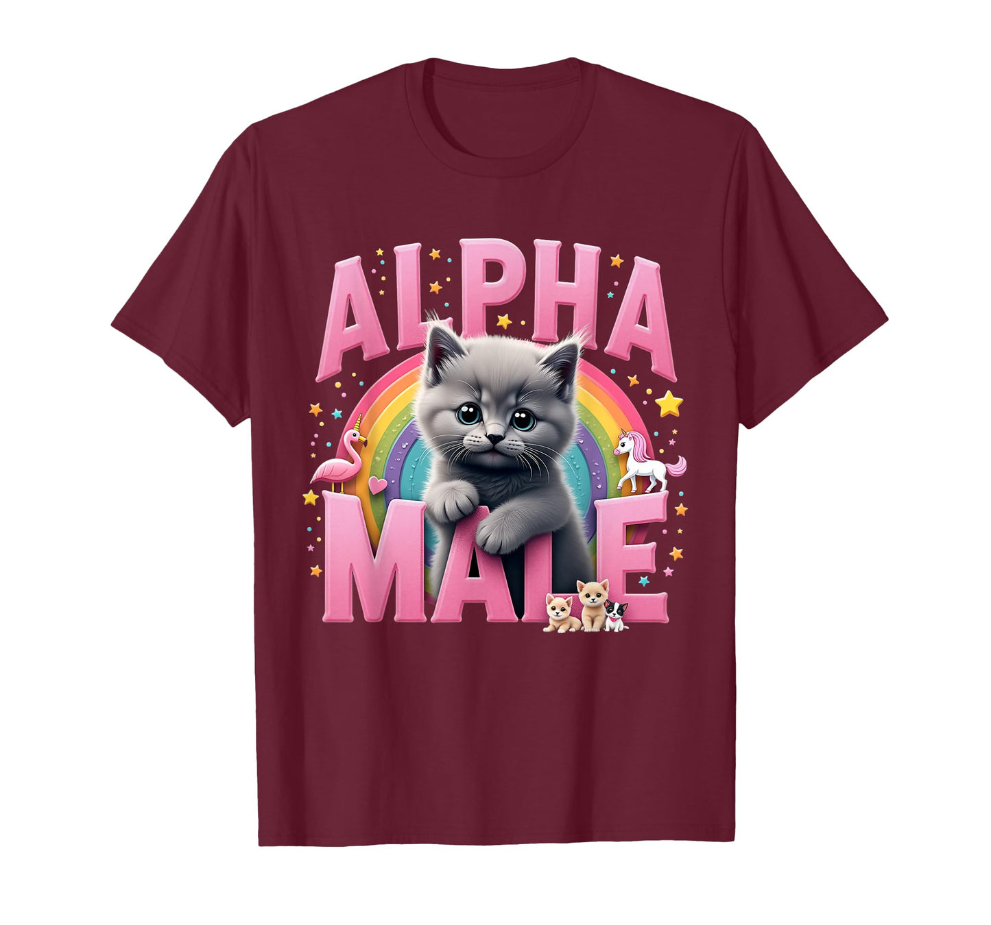 Funny Cat Alpha Cute Flamingo Meme Male Kitten Men or Women T-Shirt