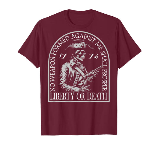 No Weapon Formed Against Me Shall Prosper (on back) T-Shirt