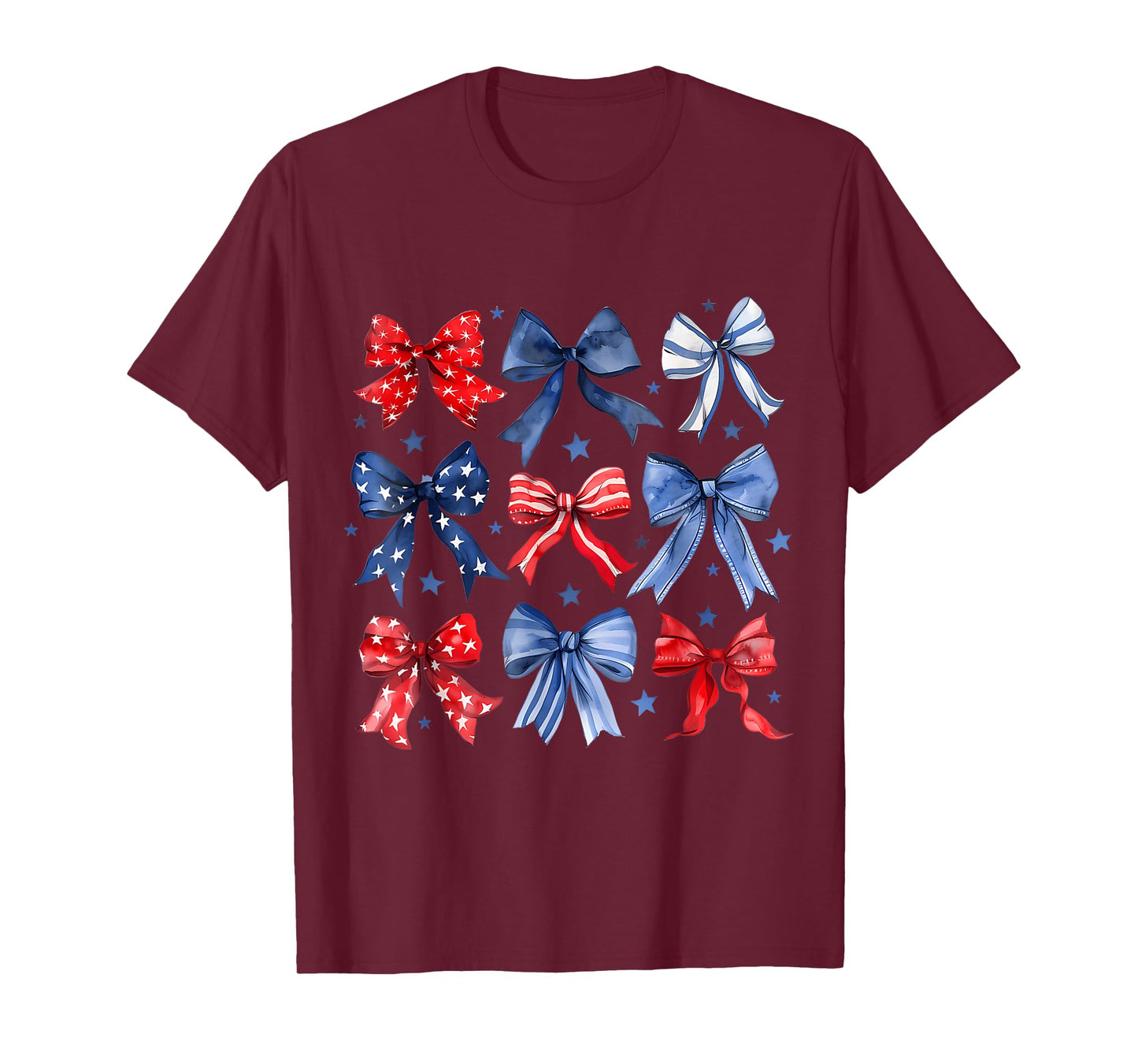 Happy 4th of July Patriotic Girl Boho Coquette Bows T-Shirt
