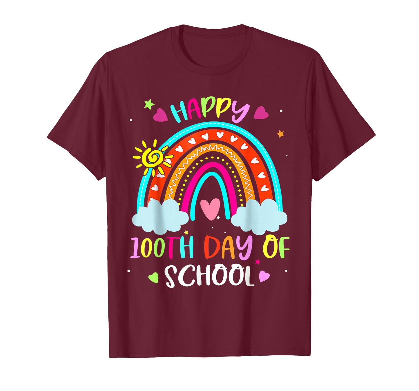 100th Day of School Rainbow Happy 100 Days Smarter Teacher T-Shirt