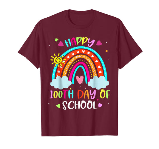100th Day of School Rainbow Happy 100 Days Smarter Teacher T-Shirt