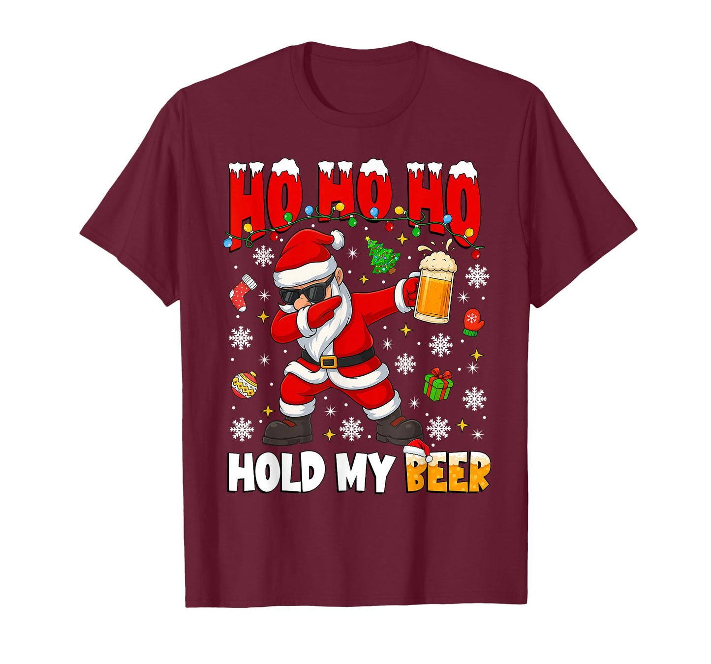 Ho Ho Hold My Drink Cool Dabbing Santa Christmas Xmas Men T-Shirt