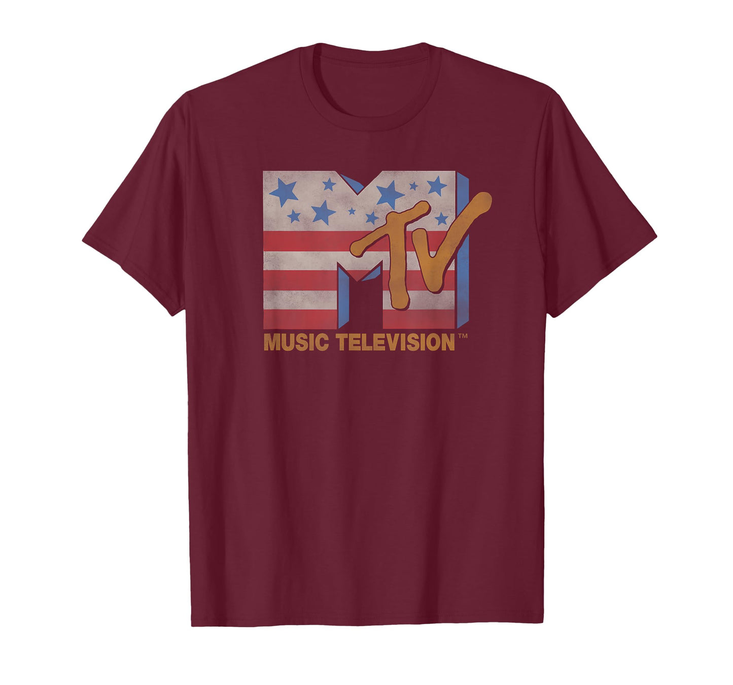 MTV Music Television American Flag Vintage Classic Logo T-Shirt