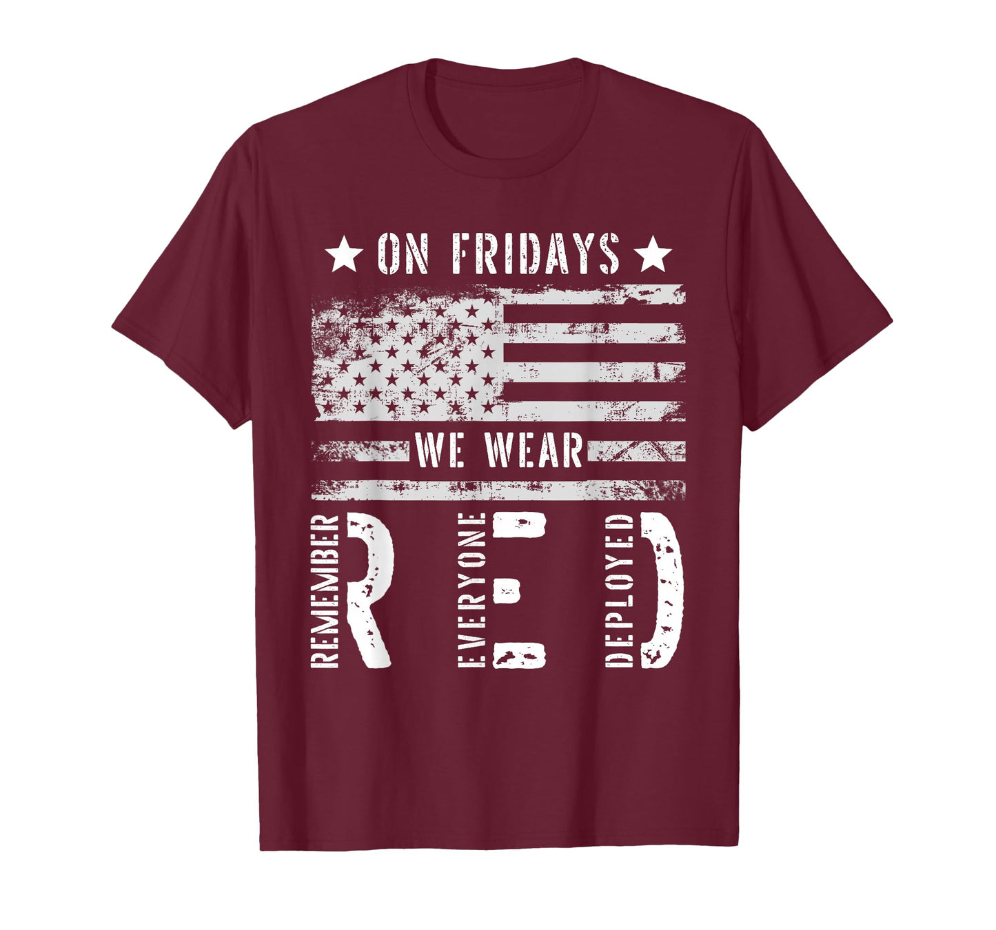 On Friday We Wear Red American Flag Military Supportive T-Shirt