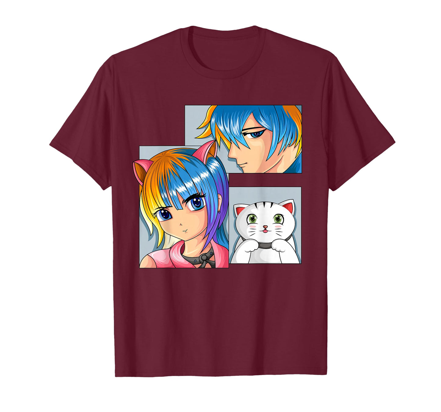 Anime Girls Cat Manga Merch Children Boys T-Shirt