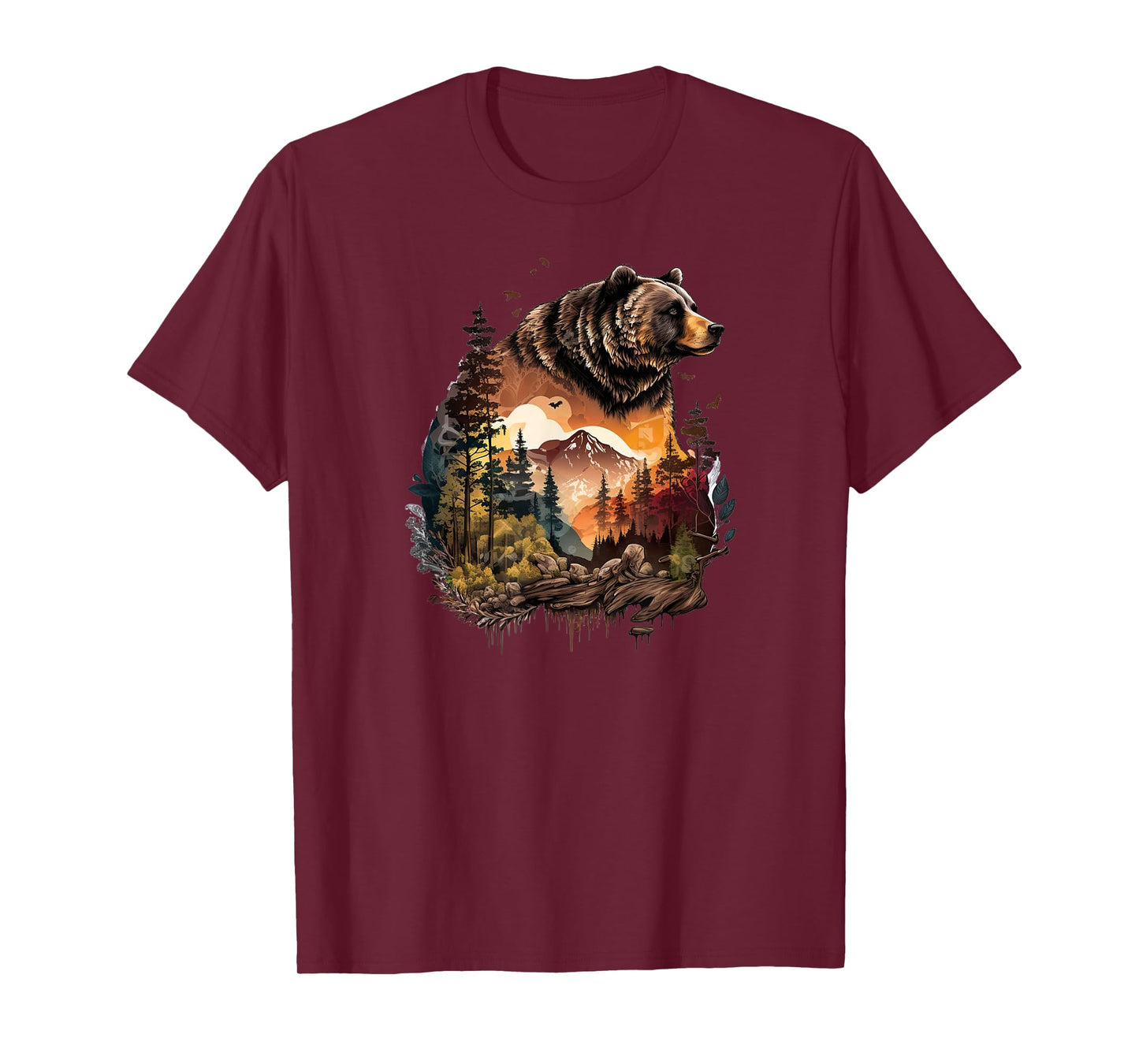 Retro Mountain Nature Animal Wildlife Forest Outdoors Bear T-Shirt