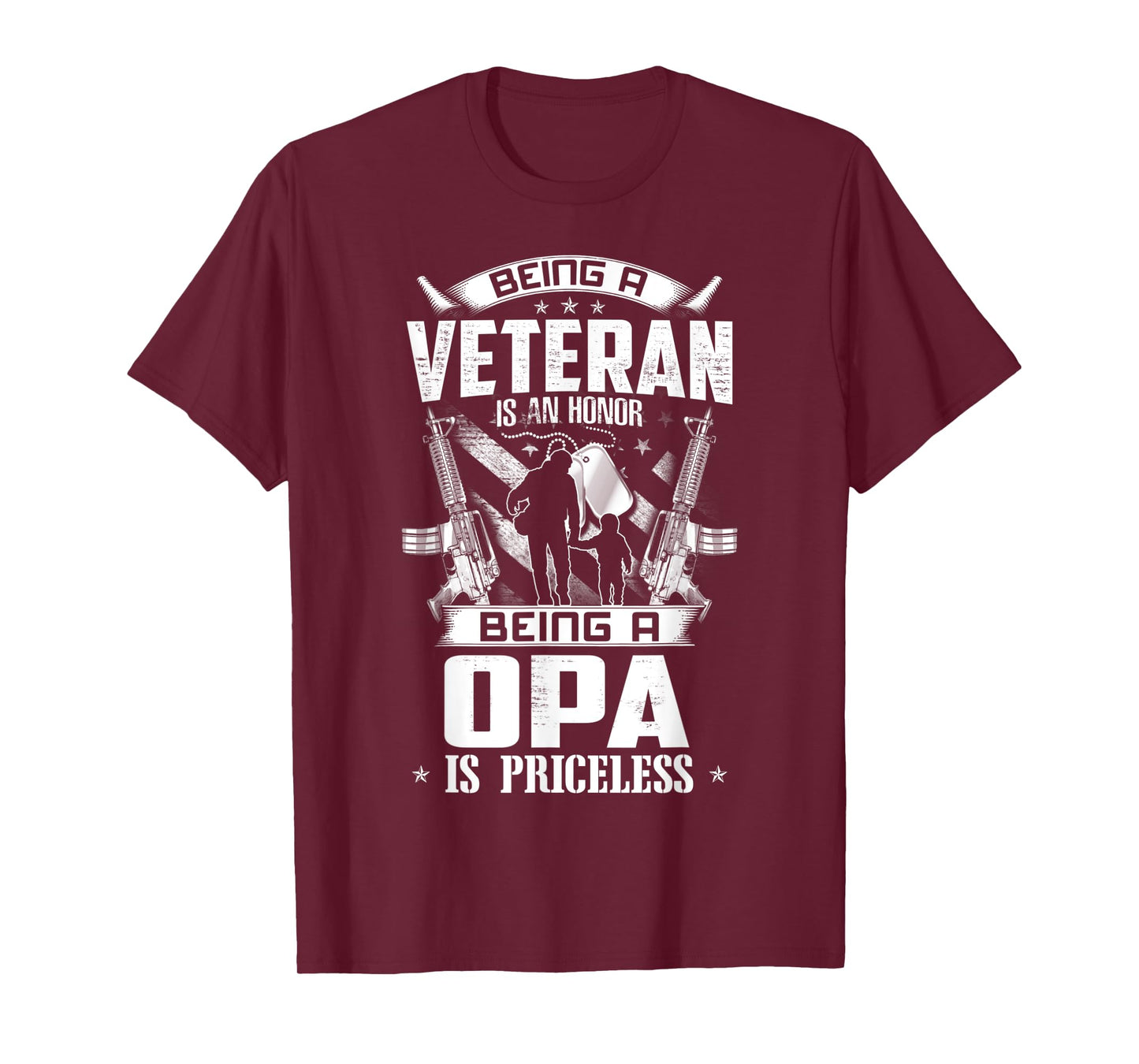 Mens Being A Veteran Is An Honor A Opa Is Priceless Grandpa T-Shirt