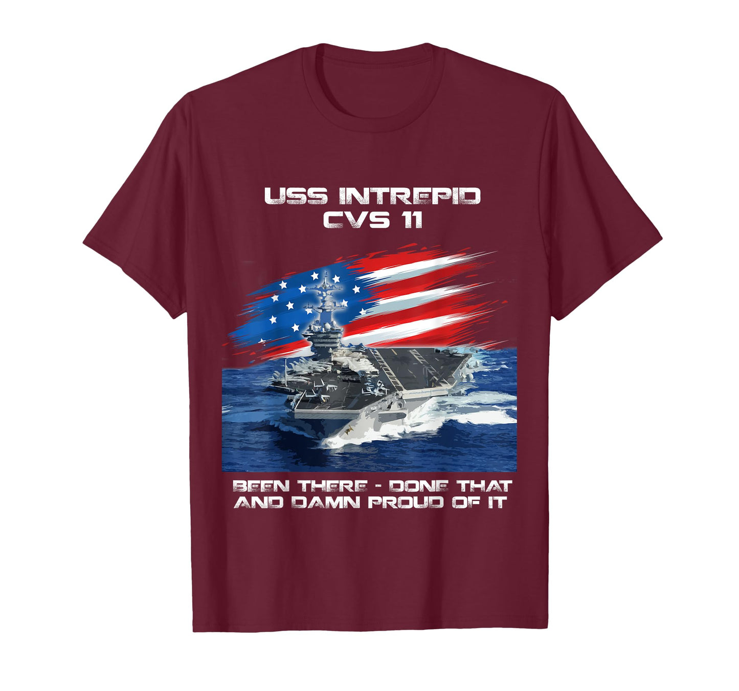 USS Intrepid CVS-11 Aircraft Carrier Veteran USA Flag Xmas T-Shirt for Women Men