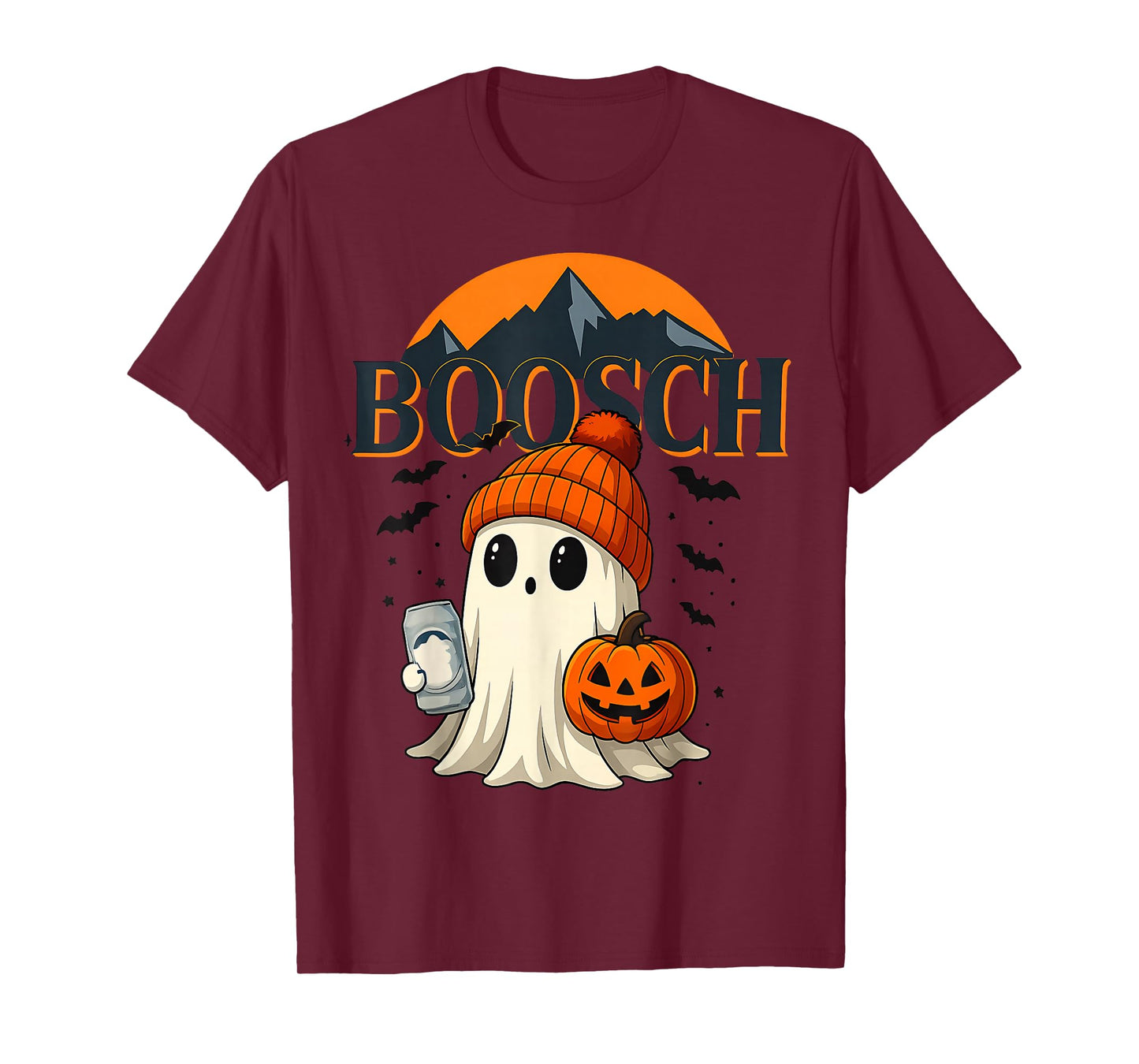 Boosch Halloween Cute Ghost Drinking Beer Halloween Party T-Shirt
