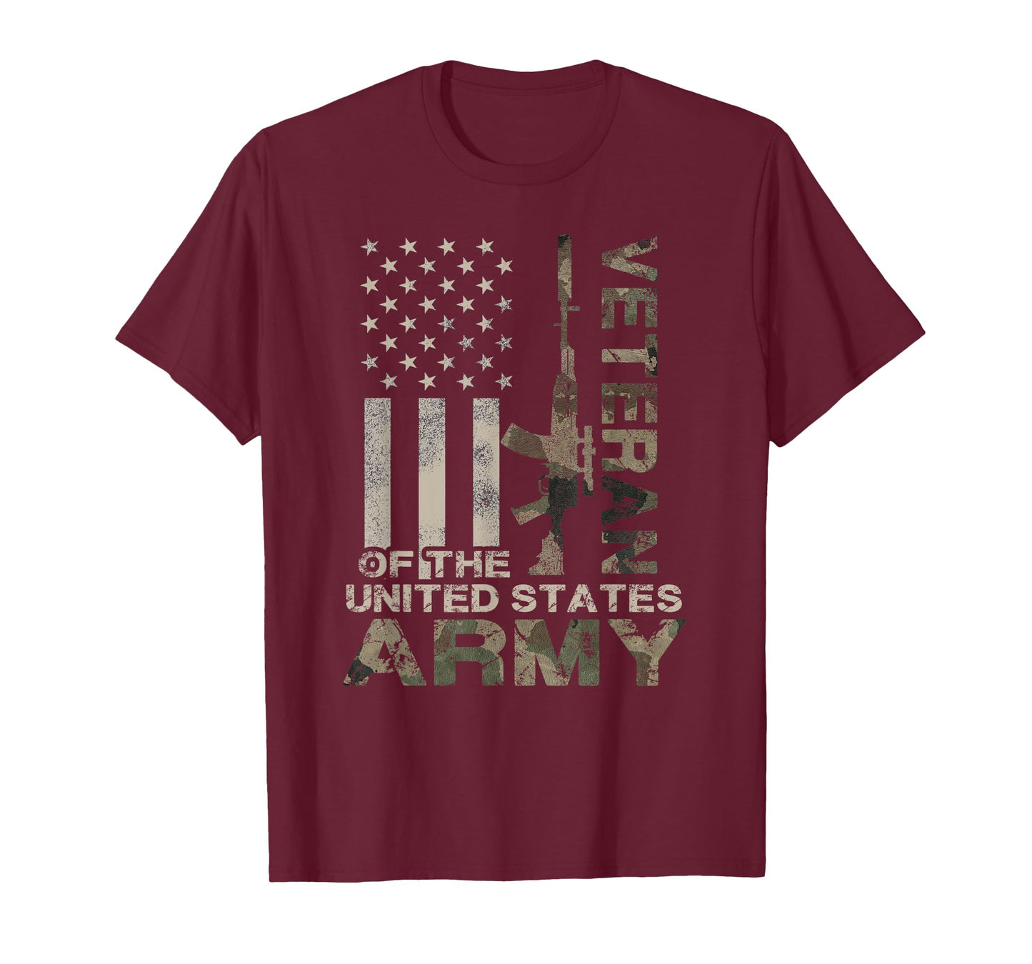 US Army T-Shirt | Military Green Camo Flag Retro Design Gift T-Shirt