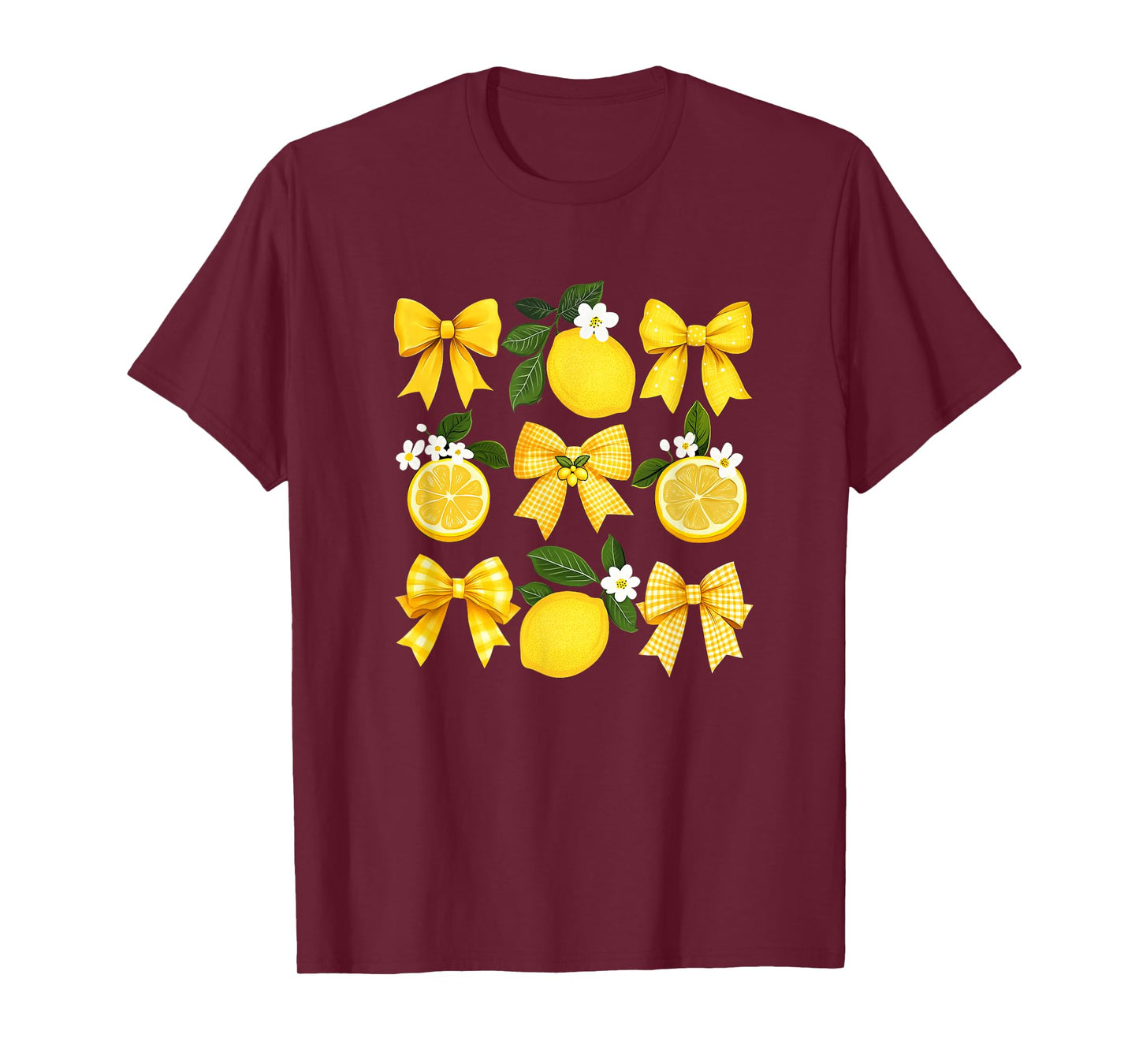Cute Lemon Tropical Fruits Coquette Bows Summer Girl Women T-Shirt