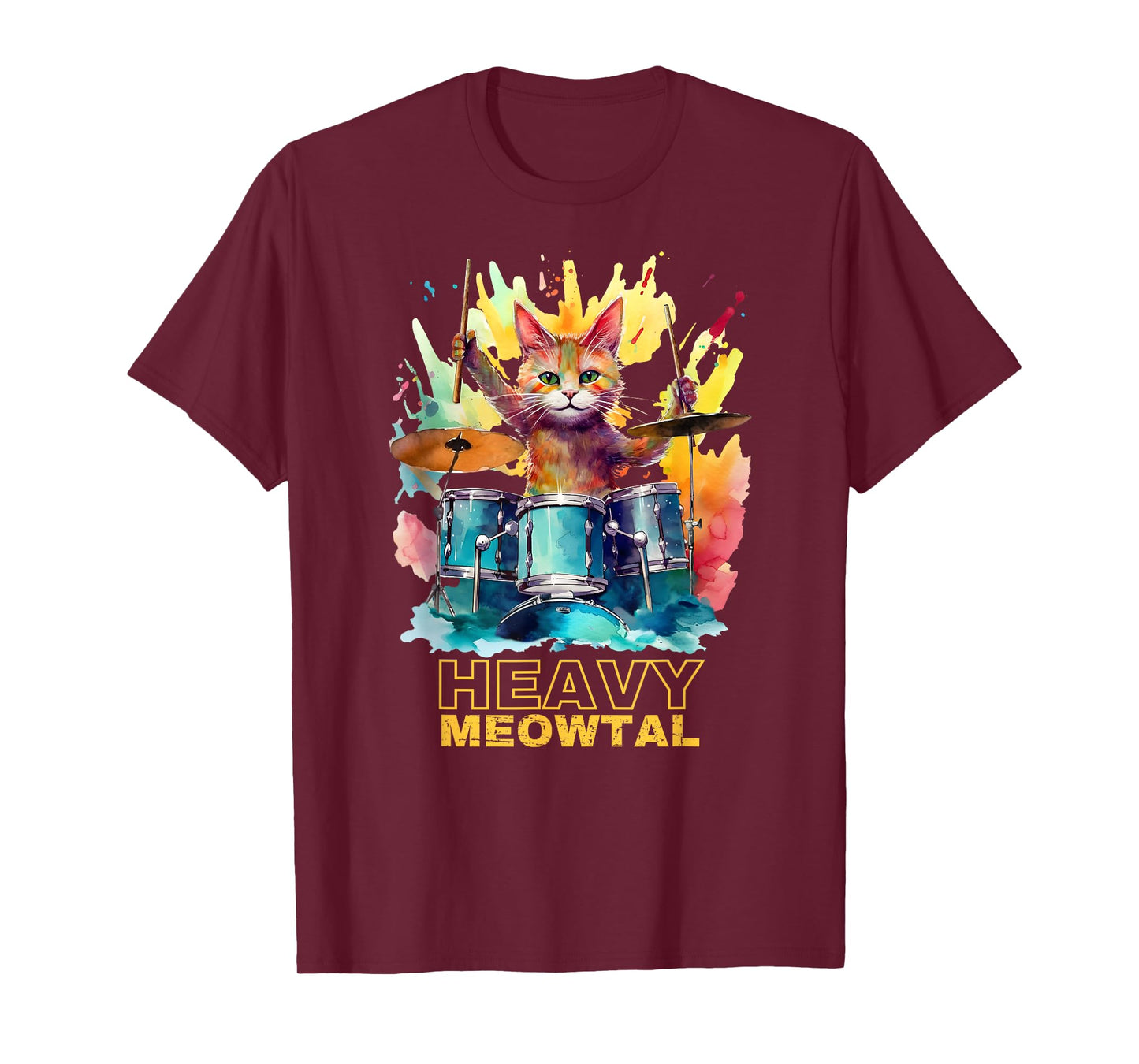 Heavy Meowtal - Cat Playing Drums - Design for Drummers T-Shirt