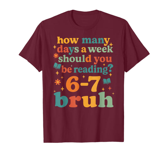 67 Reading ELA Teacher Retro Librarian 6 7 Meme Six Seven T-Shirt