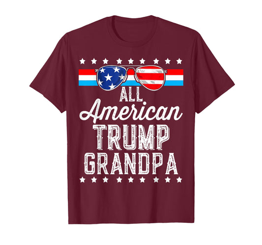 All American Trump Grandpa American Flag Sunglasses Trump T-Shirt