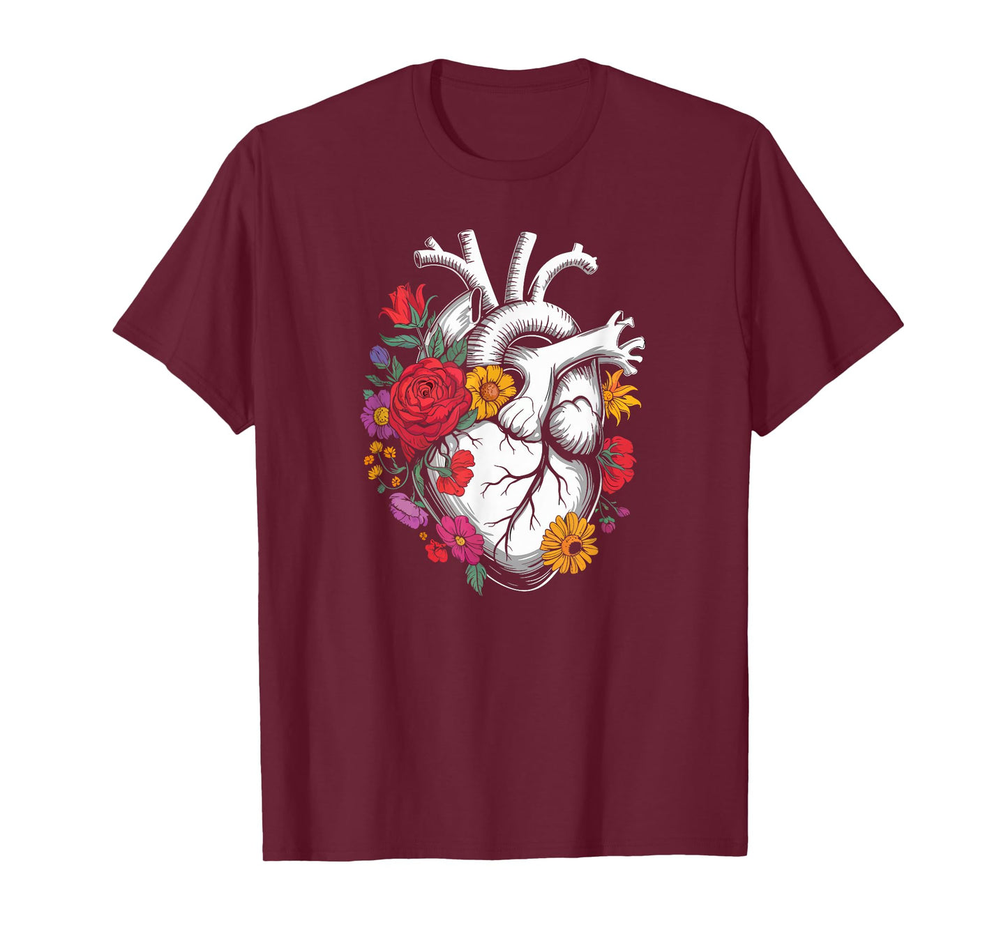 Anatomical Heart Floral Art Cardiology Medical Gifts Women T-Shirt