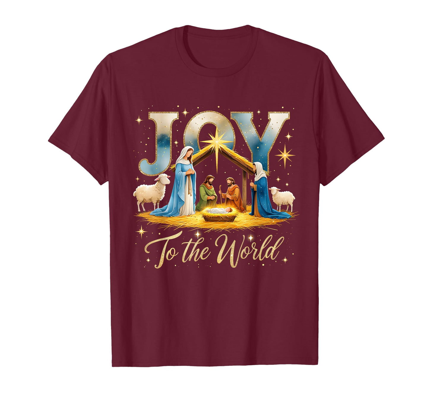 Joy to The World Nativity Scene Christmas T-Shirt