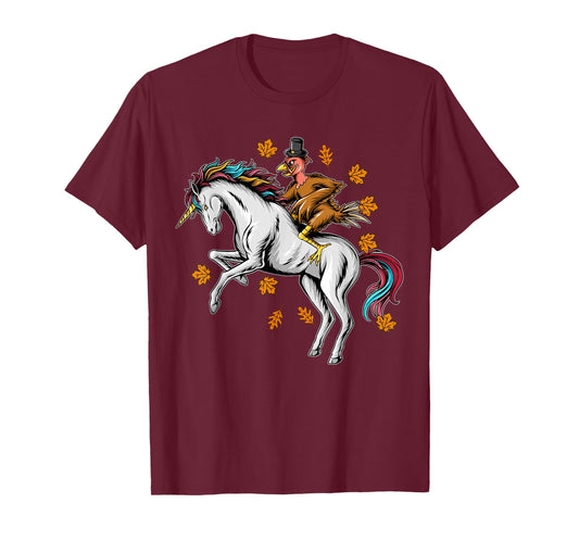 Thanksgiving Turkey Riding Unicorn T-Shirt