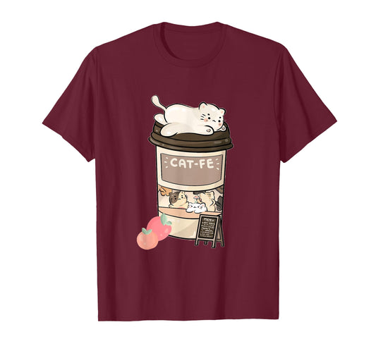 Cute Cat Cafe, Kawaii Cat Coffee, Anime Neko Kitty, Cat Puns T-Shirt