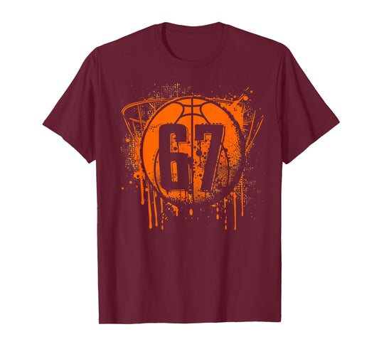 Basketball 67 Six Seven Alpha Slang 6 7 Meme Kids Teachers T-Shirt