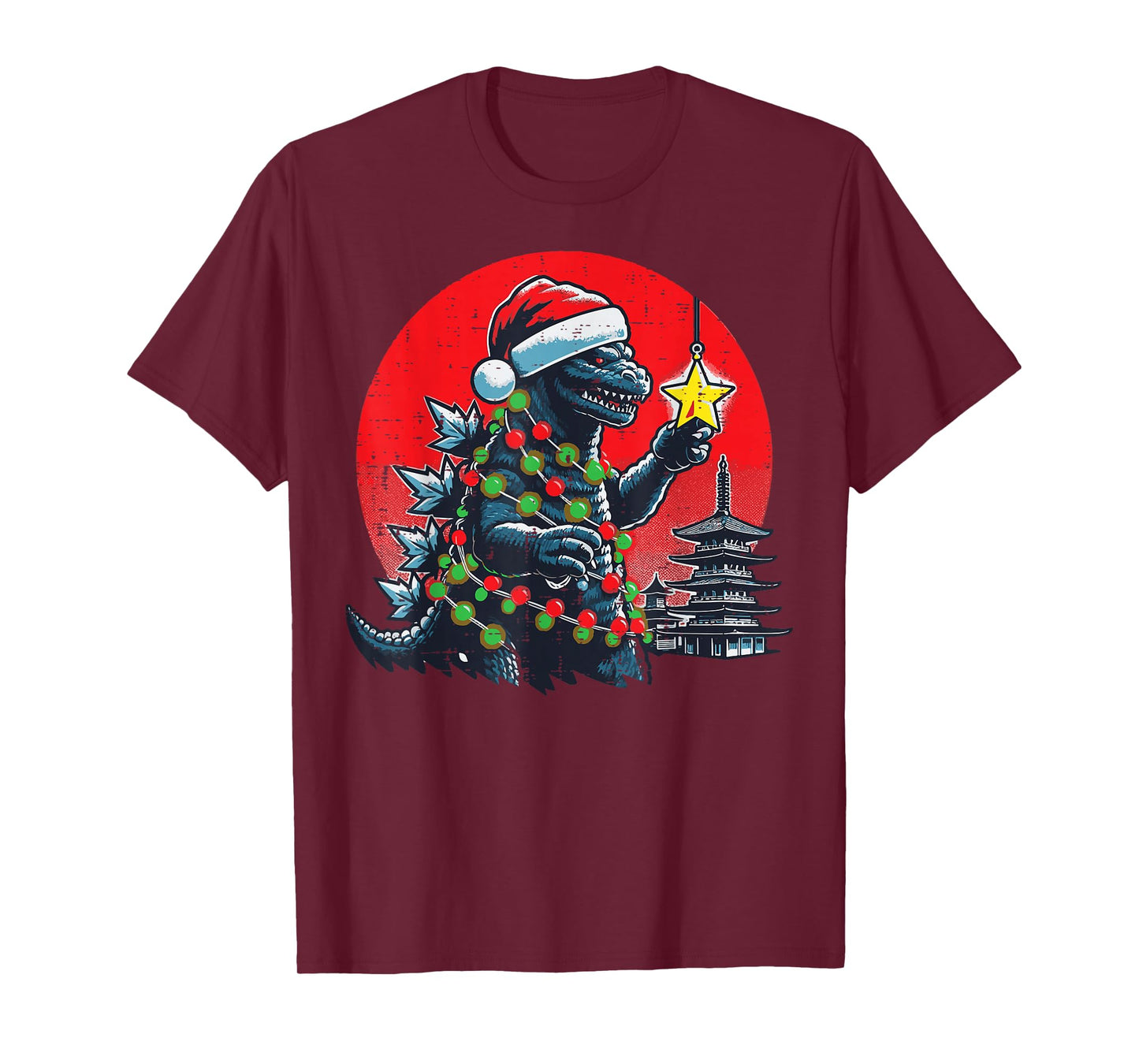 Christmas Japanese Monster Santa Star Xmas Women Kids Men T-Shirt