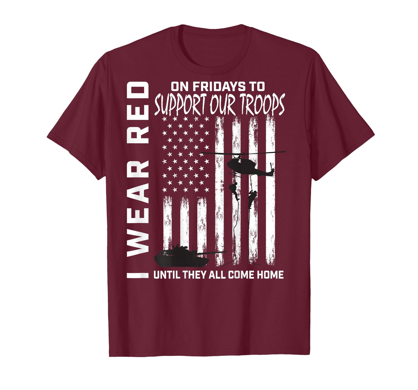 Red Friday Military Veteran Support Our Troops American Flag T-Shirt
