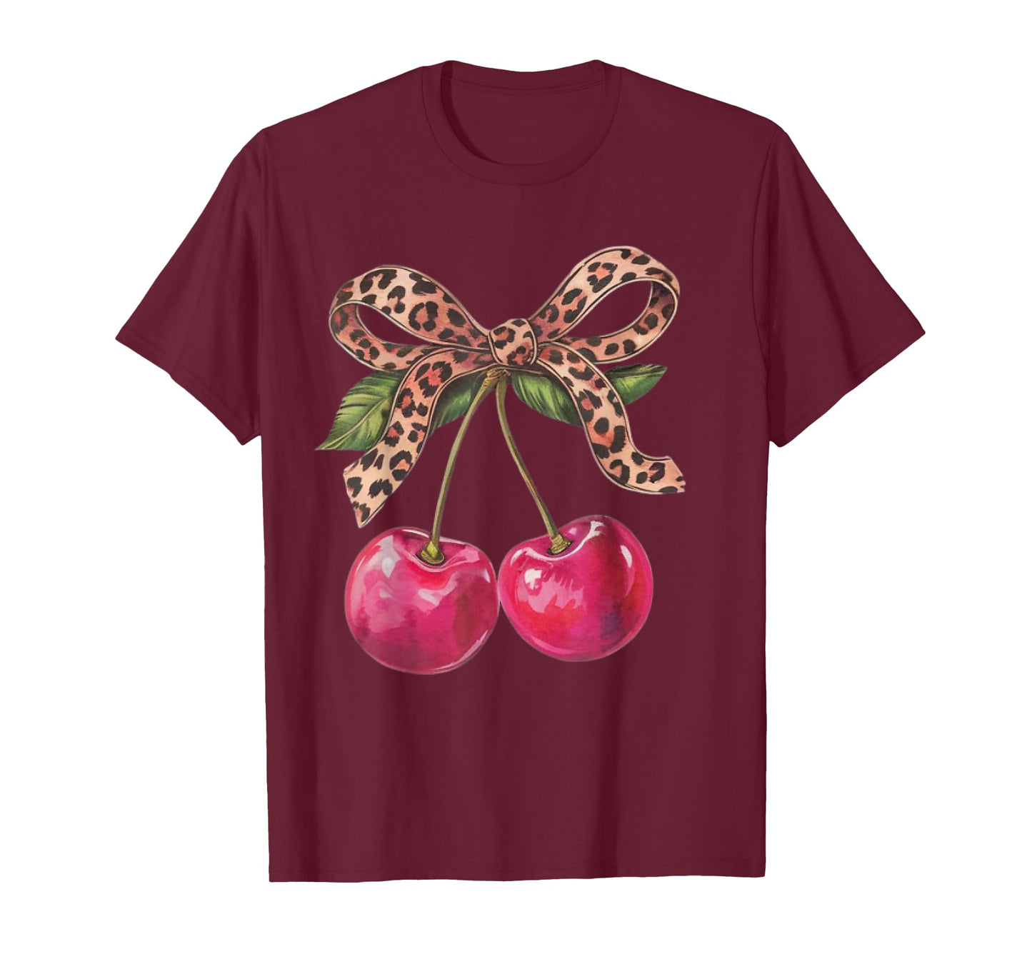 coquette leopard bow Cherries Leopard Bow Women Girls T-Shirt