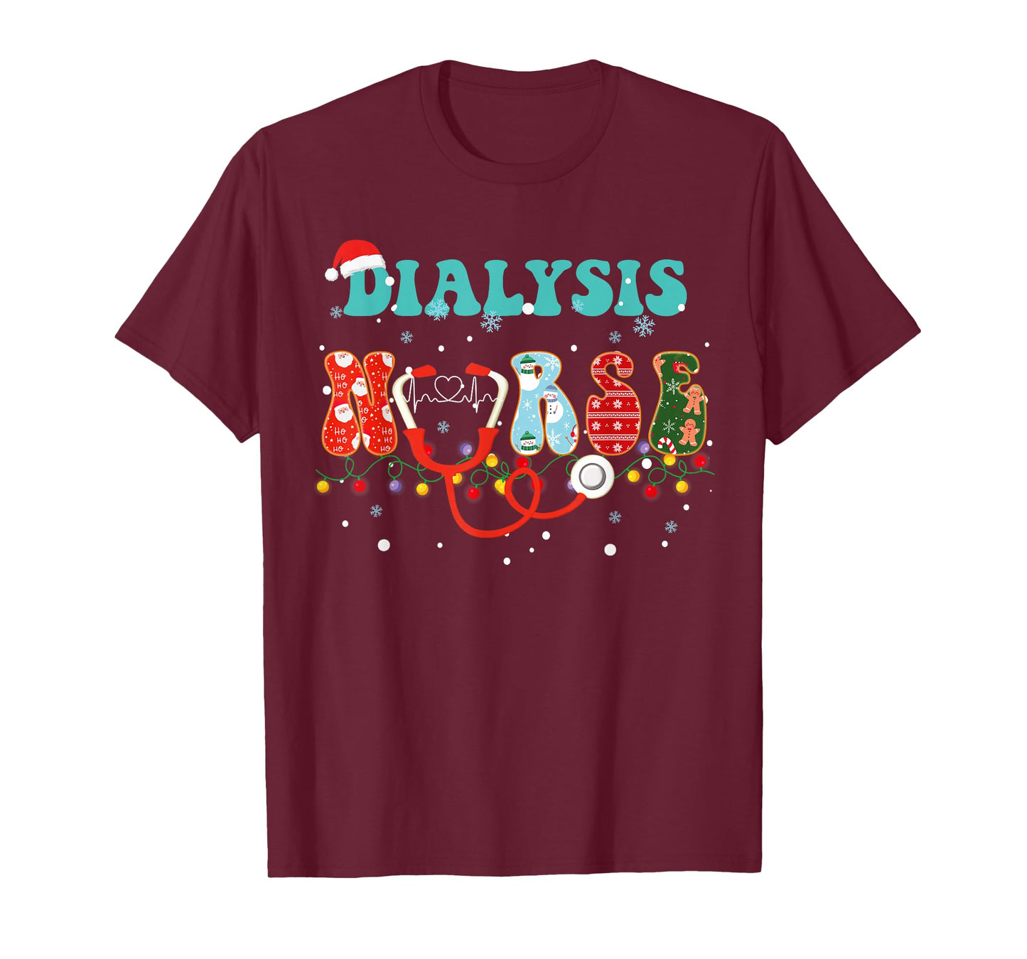 Christmas Dialysis Nurse RN Nephrology X-Mas Pajama groovy T-Shirt