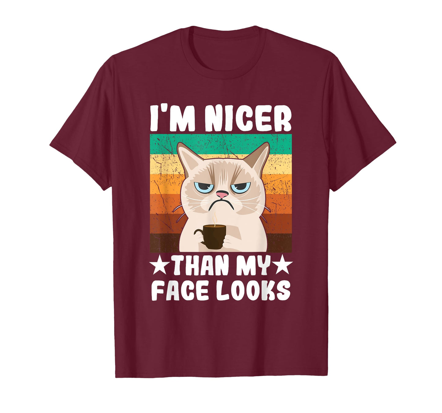 Introvert Coffee Cat I'm nicer than my face looks T-Shirt