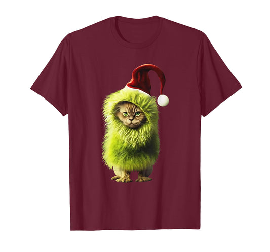 Christmas cute cat santa hat xmas funny T-Shirt