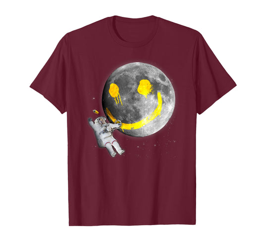 "Happy Face Moon Graffiti" Astronaut Space Nerd T-shirt T-Shirt