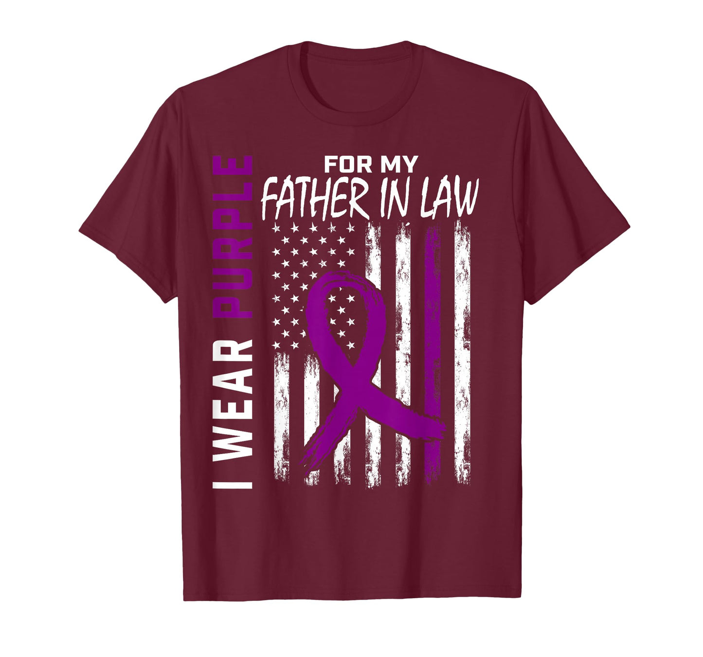 I Wear Purple For My Father In Law Lupus Awareness USA Flag T-Shirt