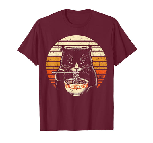 Anime Ramen Cat Retro Japanese Noodles Kawaii Cats T-Shirt