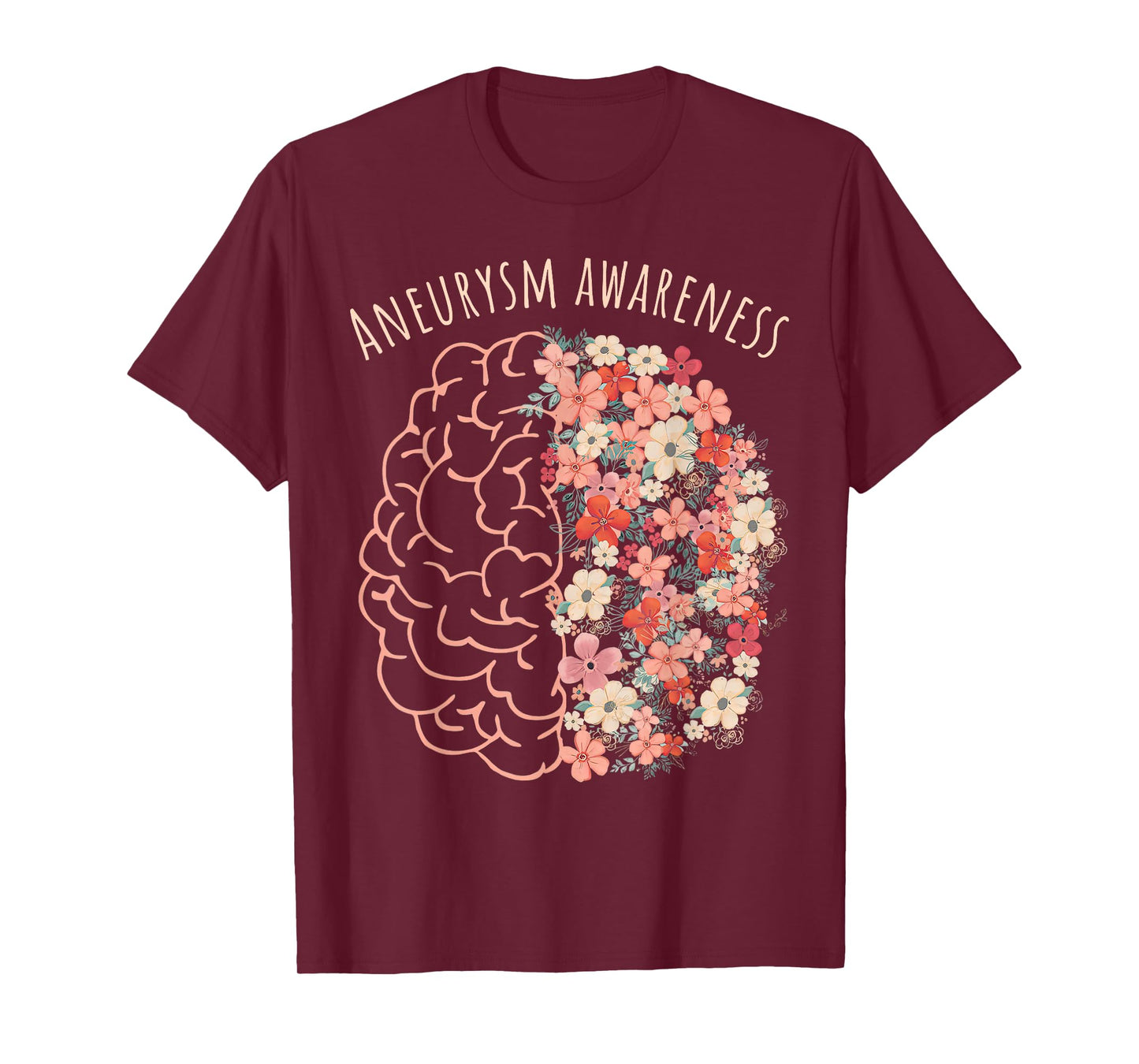 Aneurysm Awareness Brain Floral Aneurysm Warrior T-Shirt