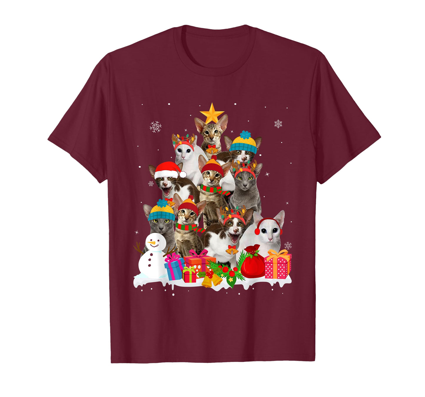 Funny Oriental Shorthair Christmas Tree Pet Cat Lover Gift Men Women Kids T-Shirt