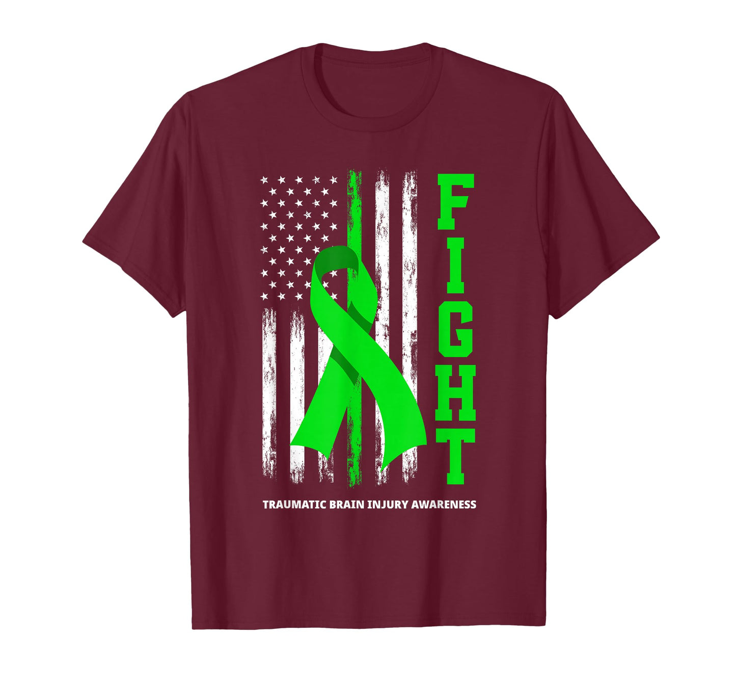 American US Flag Fight Traumatic Brain Injury Awareness T-Shirt