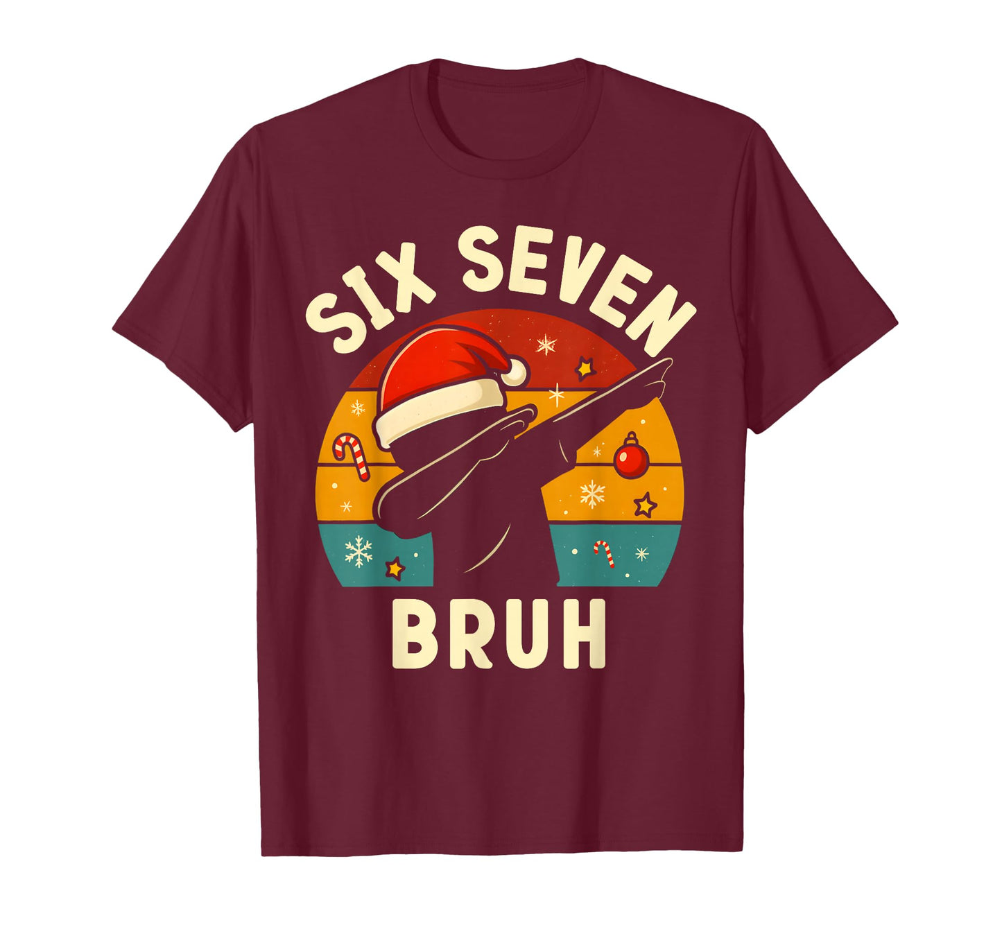 Funny 67 Christmas Dabbing Boy Bruh 6-7 Numbers 6 7 Meme T-Shirt