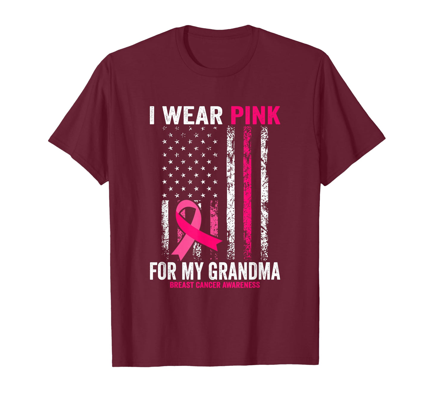 I Wear Pink for My Grandma American Flag T-Shirt