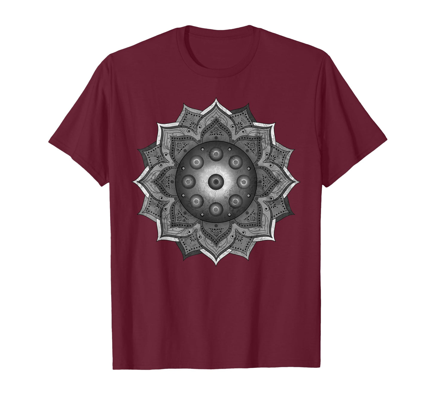 Handpan - Hang Drum Mandala - black grey white T-Shirt T-Shirt
