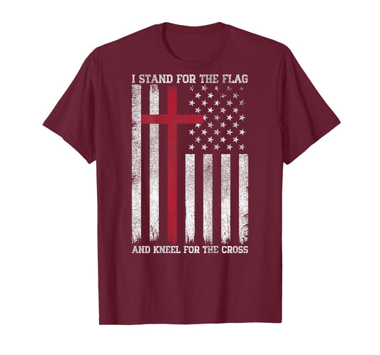 I Stand for The Flag Kneel for The Cross USA American Flag T-Shirt