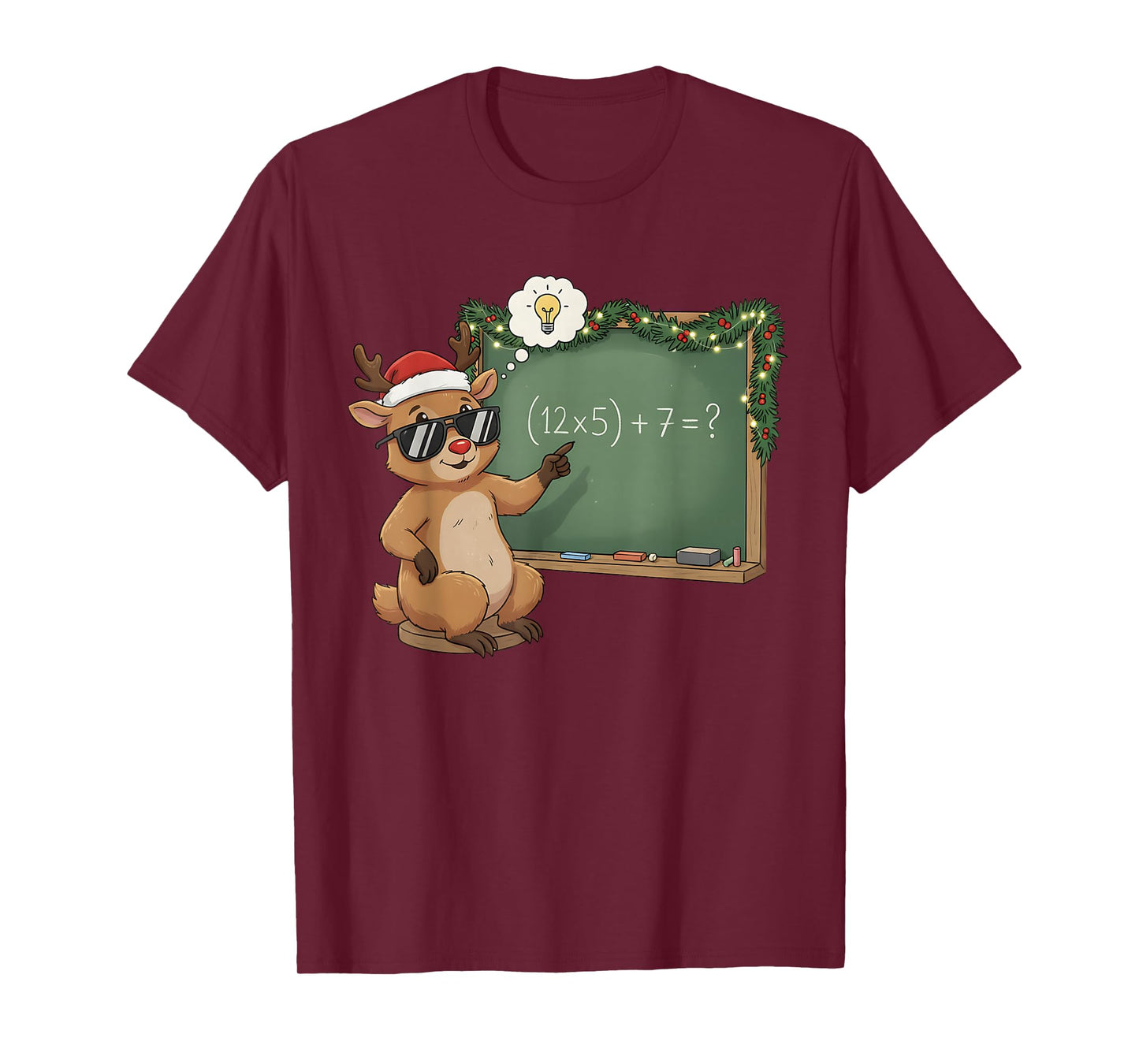 Christmas 67 Teacher Reindeer Six Seven Meme Do The Math Tee T-Shirt